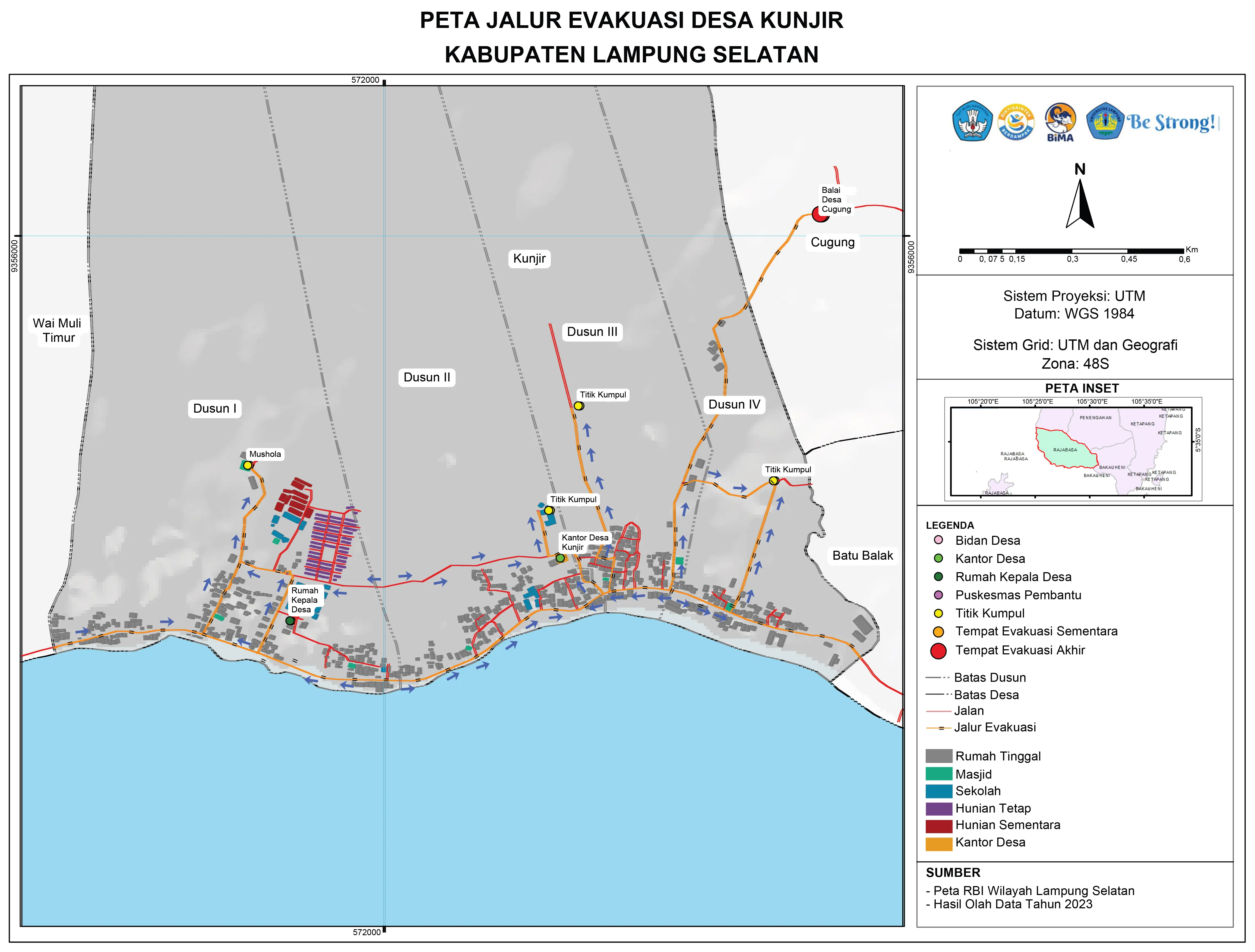 Peta Jalur Evakuasi Desa Kunjir
